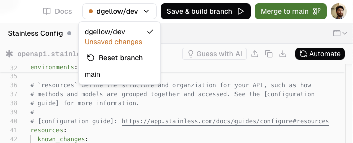 Developer branch